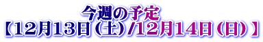 今週の予定 【12月13日(土)/12月14日(日)】